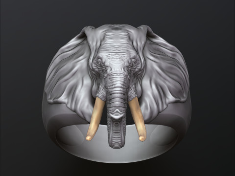 Elephant Head Ring 3D print model 3Dプリントモデル