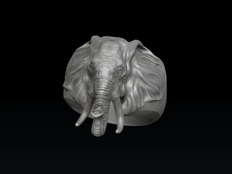 Elephant Head Ring 3D print model 3D Print Model