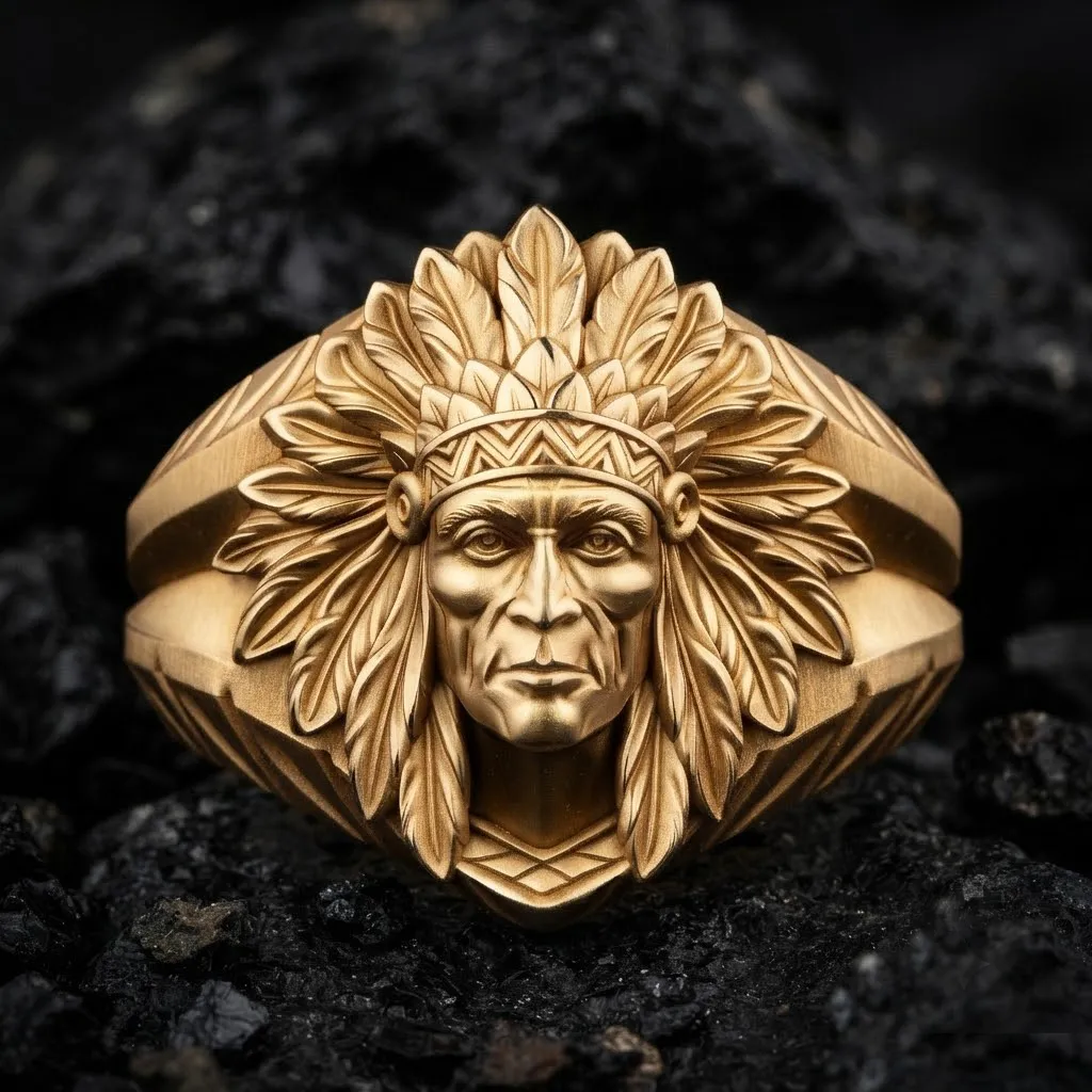 Native Indian Ring v2 3D print model 3D Print Model .c4d .max .obj .3ds .fbx .stl .blend 