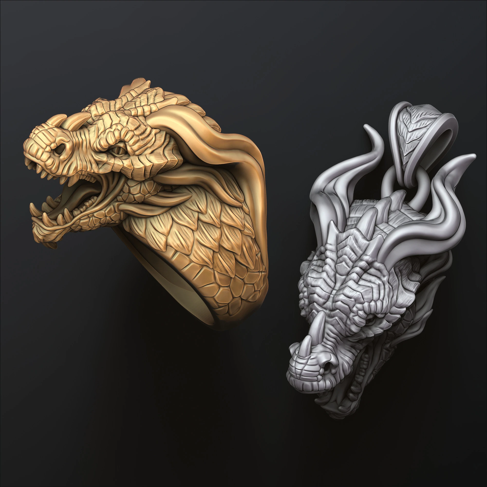 Dragon Ring Pendant Collection 3D print models 3D Print Model .c4d .max .obj .3ds .fbx .stl .blend 