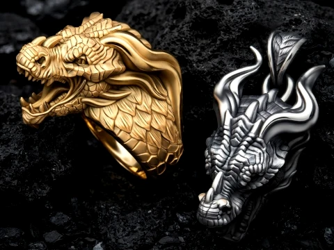 Dragon Ring Pendant Collection 3D print models 3D Print Model