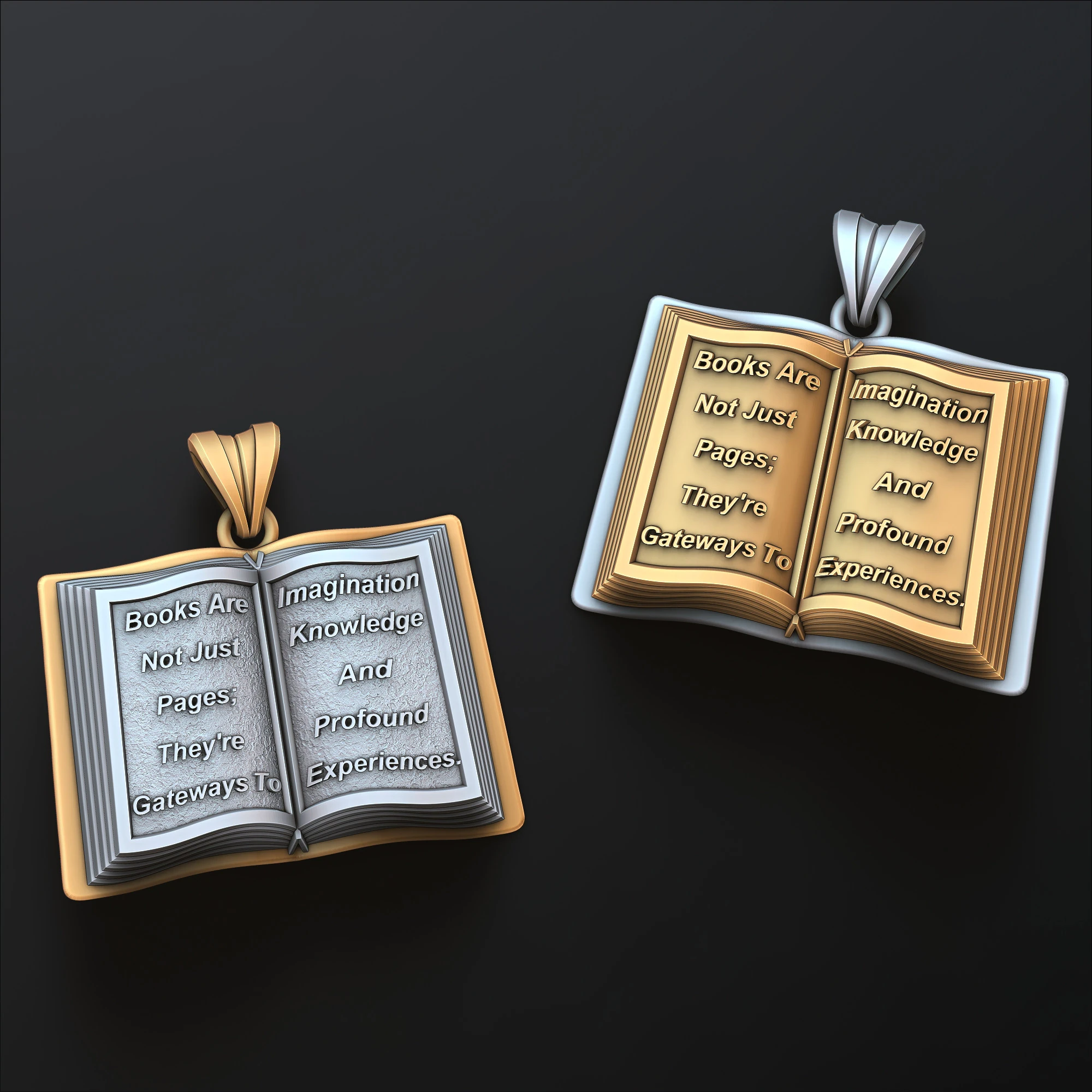 Modelo de impress&atilde;o 3D de pingente de livro Modelo de Impressão 3D .c4d .max .obj .3ds .fbx .stl .blend 