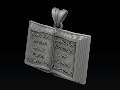 Modelo de impress&atilde;o 3D de pingente de livro Modelo de Impressão 3D