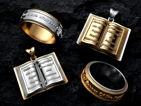 Collection de bagues &agrave; pendentif de livre Mod&egrave;le d'impression 3D Modèles 3D en vedette