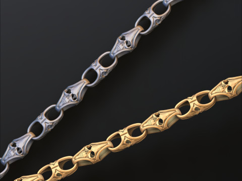 Skull Chain v2 3D print model 3Dプリントモデル