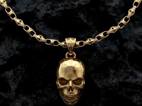 Totenkopf-Kettenanh&auml;nger v2 Set 3D-Druckmodelle 3D Druckmodell