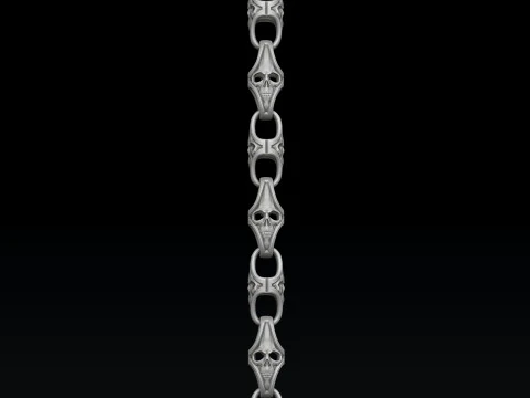 Skull Chain Pendant Ring v2 Collection 3D print models 3D Print Model