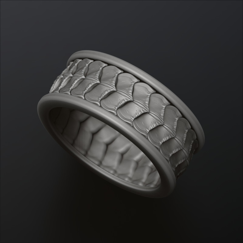 Dragon Scale Skin Ring 3D print model Modello di stampa 3D .c4d .max .obj .3ds .fbx .stl .blend