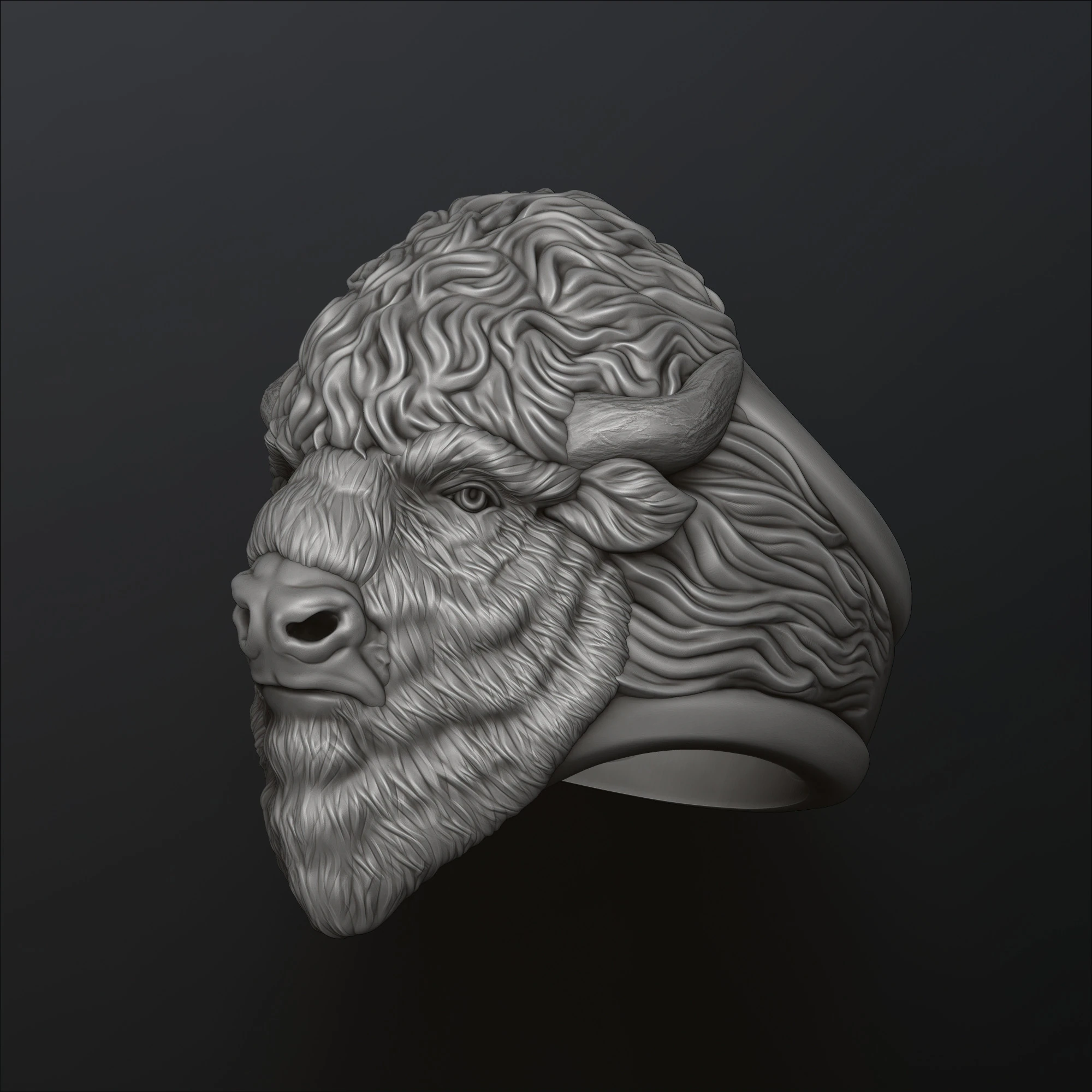 American Bison Buffalo Ring 3D print model 3D Print Model .c4d .max .obj .3ds .fbx .stl .blend 