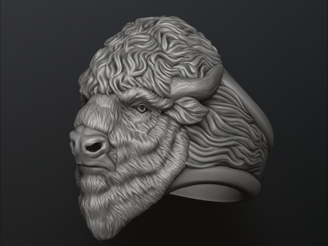 American Bison Buffalo Ring 3D print model Modello di stampa 3D