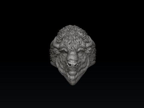 American Bison Buffalo Ring 3D print model Modelo de impresión 3D
