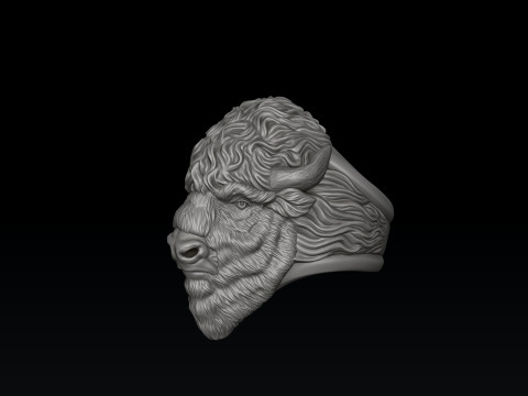 American Bison Buffalo Ring 3D print model Modelo de impresión 3D