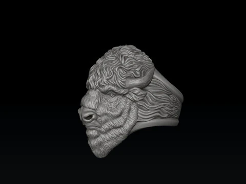 American Bison Buffalo Ring 3D print model 3D Print Model