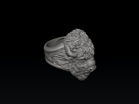 American Bison Buffalo Ring 3D print model Modelo de impresión 3D