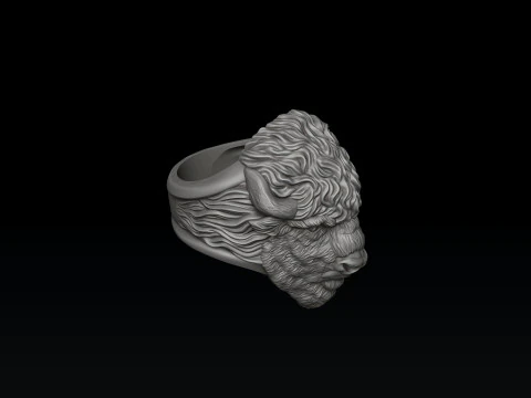 American Bison Buffalo Ring 3D print model 3D Print Model