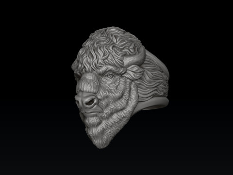 American Bison Buffalo Ring 3D print model Modelo de impresión 3D