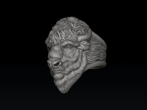 American Bison Buffalo Ring 3D print model 3D Print Model