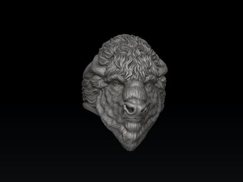 American Bison Buffalo Ring 3D print model Modelo de impresión 3D