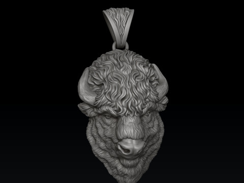 American Bison Buffalo Pendant 3D print model Modelo de Impressão 3D