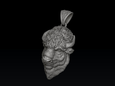American Bison Buffalo Pendant 3D print model Modelo de Impressão 3D