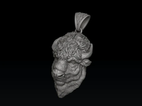 American Bison Buffalo Pendant 3D print model 3D Print Model