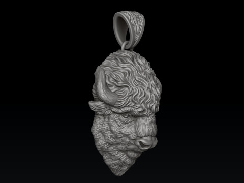 American Bison Buffalo Pendant 3D print model Modelo de Impressão 3D