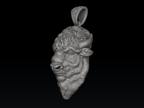 American Bison Buffalo Pendant 3D print model Modelo de Impressão 3D