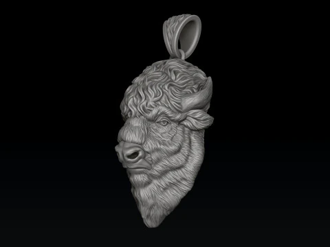 American Bison Buffalo Pendant 3D print model 3D Print Model