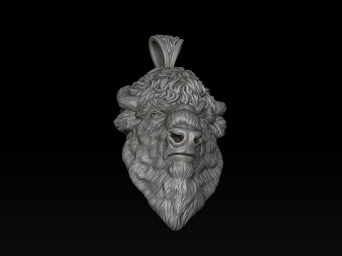 American Bison Buffalo Pendant 3D print model Modelo de Impressão 3D