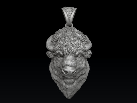 American Bison Buffalo Pendant 3D print model Modelo de Impressão 3D