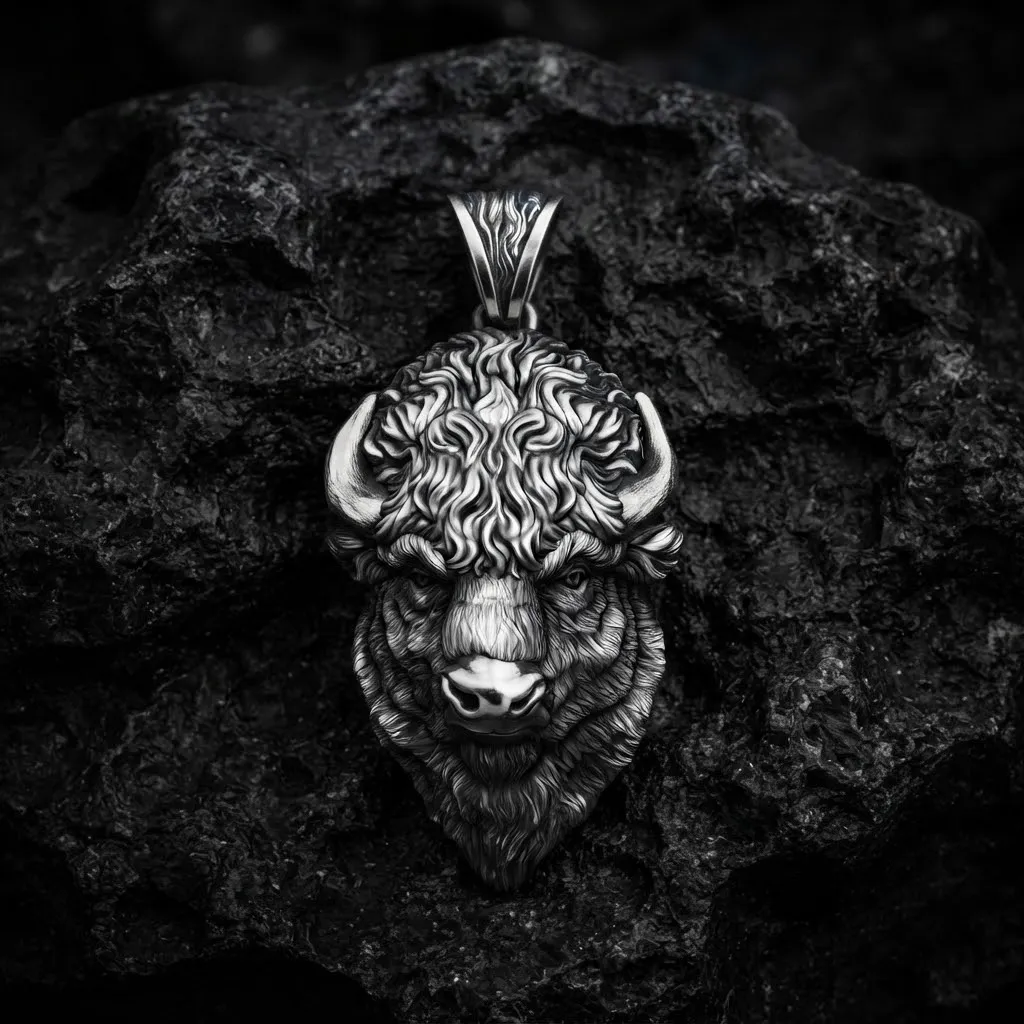 American Bison Buffalo Pendant 3D print model 3D Print Model .c4d .max .obj .3ds .fbx .stl .blend 