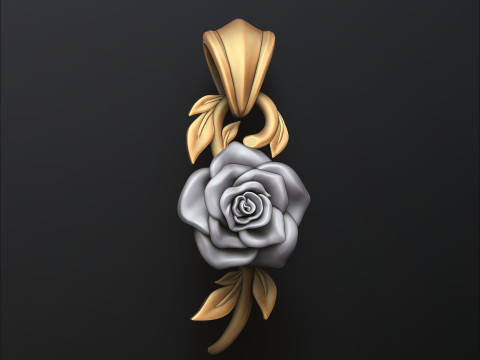Rose Pendant v2 3D print model Model Cetak 3D