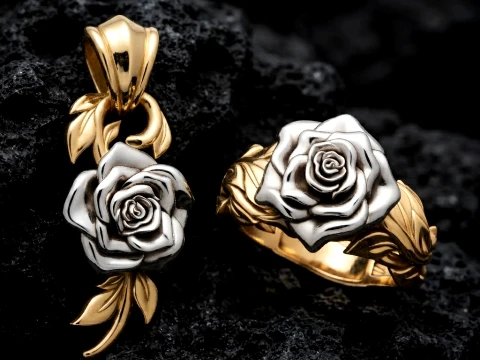 Colecci&oacute;n Rose Pendant Ring v2 Modelos impresos en 3D Modelo de impresión 3D