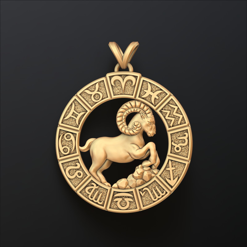Horoscope Aries Pendant v2 3D print model 3D Print Model .c4d .max .obj .3ds .fbx .stl .blend