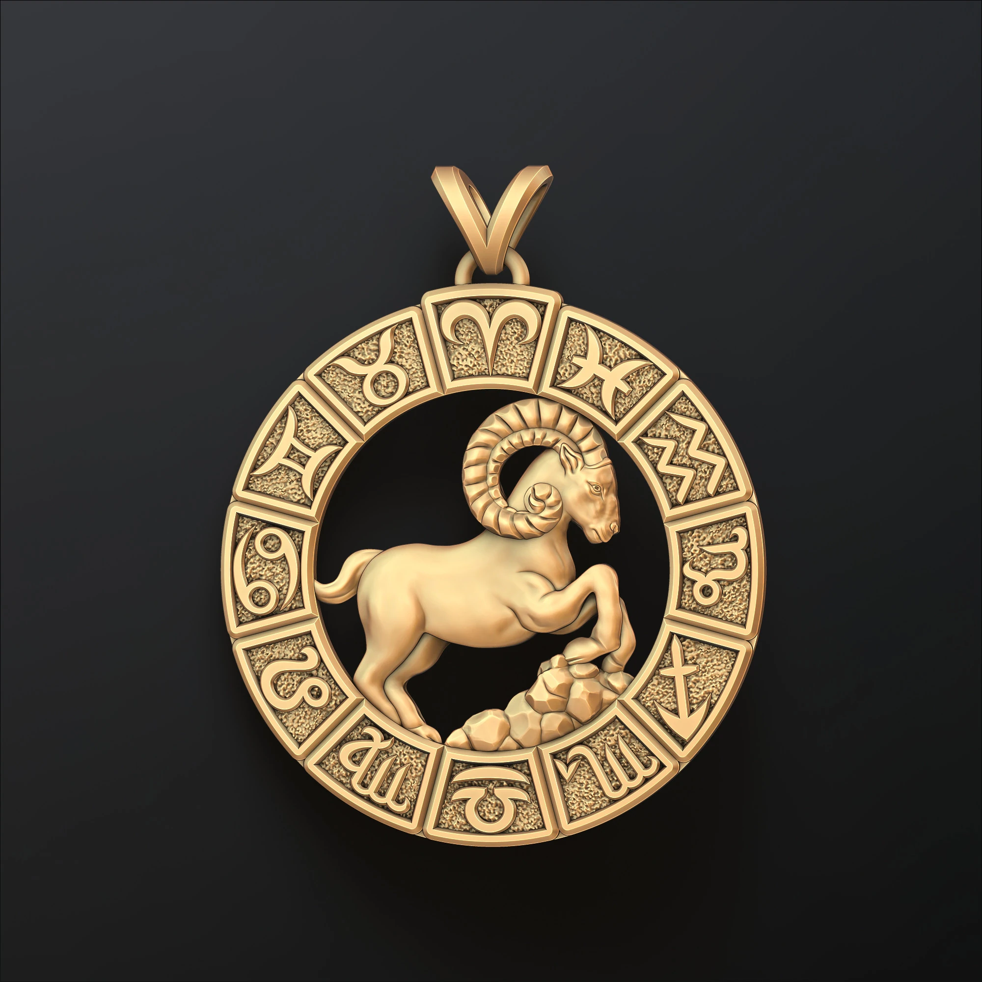 Horóscopo Áries Pingente v2 Modelo de impressão 3D Modelo de Impressão 3D .c4d .max .obj .3ds .fbx .stl .blend