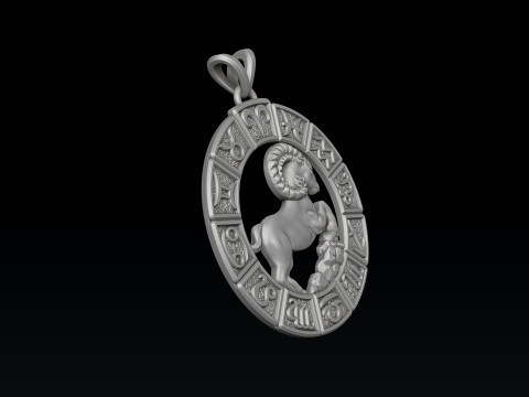 Horoscope Aries Pendant v2 3D print model 3D Print Model