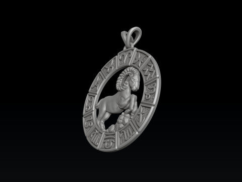 Horoscope Aries Pendant v2 3D print model 3D Print Model