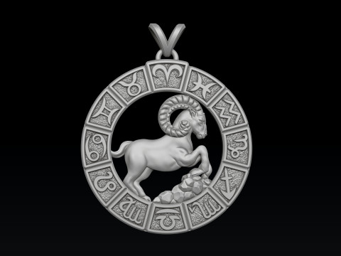 Horoscope Aries Pendant v2 3D print model 3D Print Model