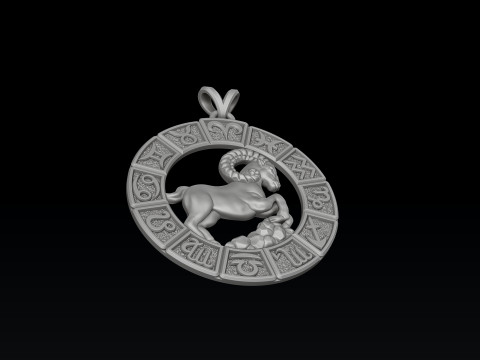 Horoscope Aries Pendant v2 3D print model 3D Print Model