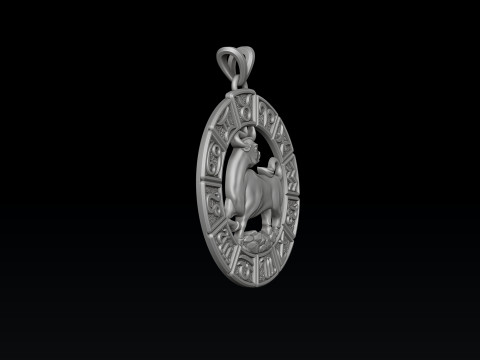 Horoscope Taurus Pendant v2 3D print model Model Cetak 3D