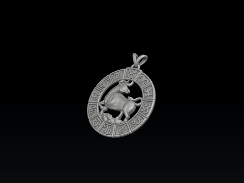 Horoscope Taurus Pendant v2 3D print model Model Cetak 3D