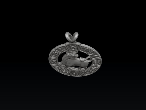 Horoscope Taurus Pendant v2 3D print model Model Cetak 3D