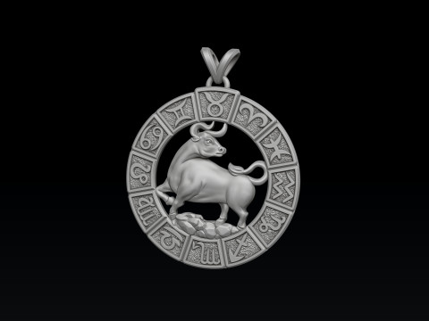 Horoscope Taurus Pendant v2 3D print model Model Cetak 3D
