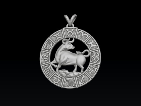 Horoscope Taurus Pendant v2 3D print model Model Cetak 3D