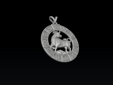 Horoscope Taurus Pendant v2 3D print model Model Cetak 3D