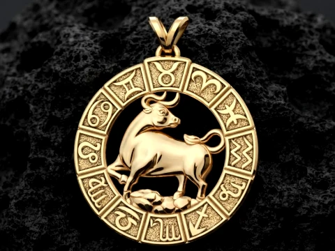 Horoscope Taurus Pendant v2 3D print model 3D Print Model