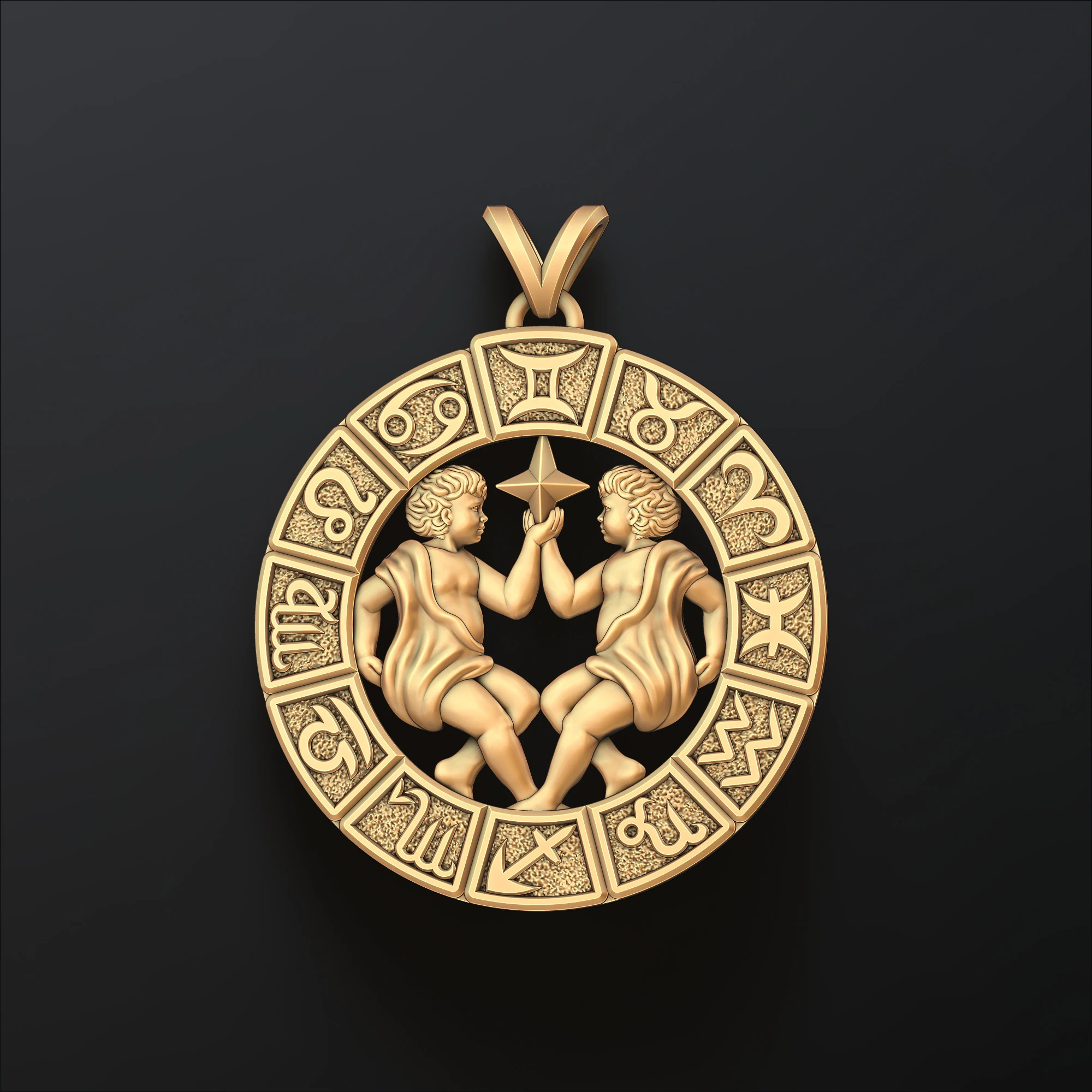 Hor&oacute;scopo G&ecirc;meos Pingente v2 Modelo de impress&atilde;o 3D Modelo de Impressão 3D .c4d .max .obj .3ds .fbx .stl .blend 