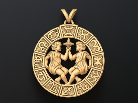Horoscope Taurus Pendant v2 3D print model Model Cetak 3D