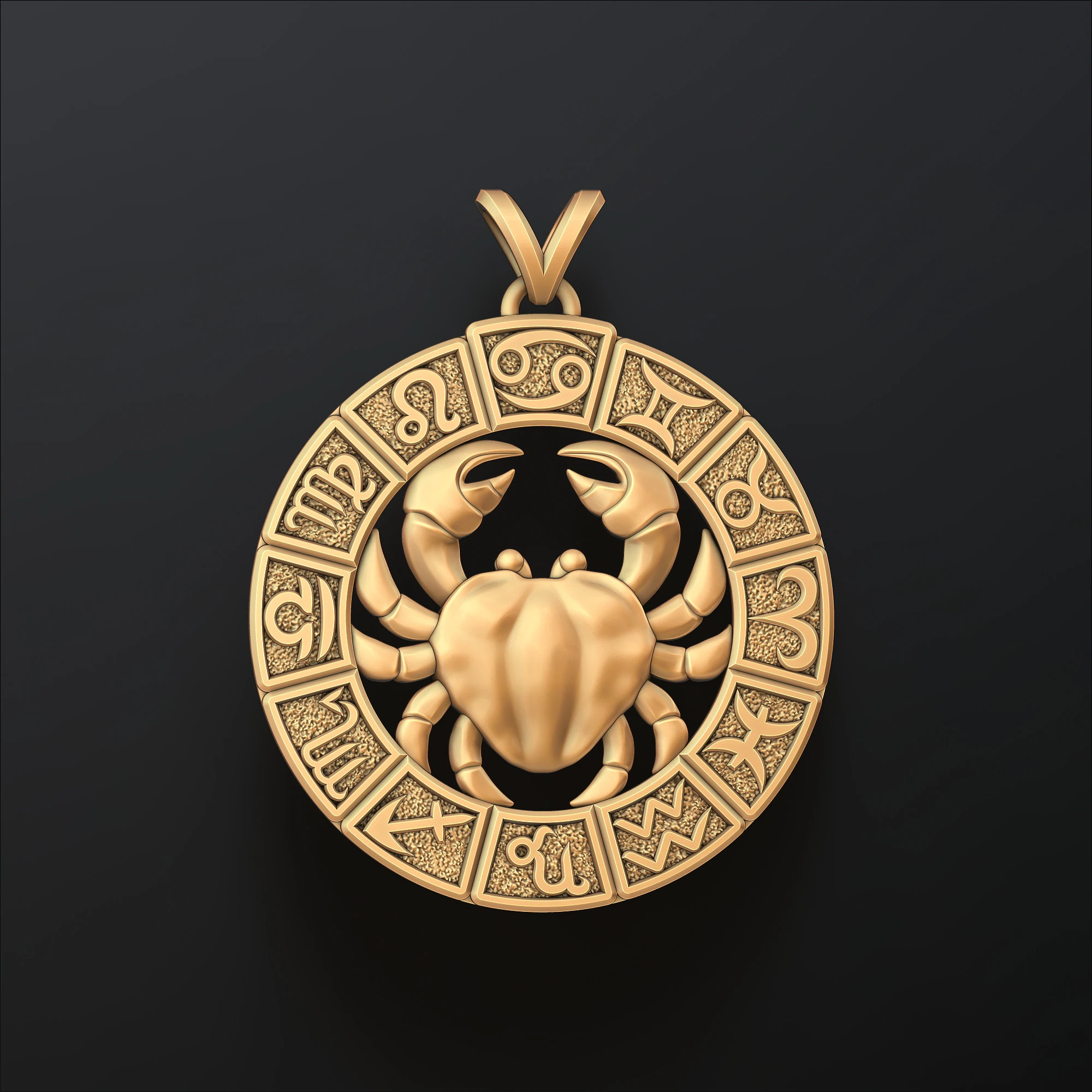 Hor&oacute;scopo C&acirc;ncer Pingente v2 Modelo de impress&atilde;o 3D Modelo de Impressão 3D .c4d .max .obj .3ds .fbx .stl .blend 