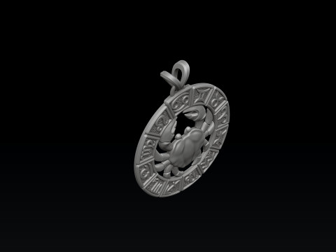 Horoscope Cancer Pendant v2 3D print model 3D Print Model